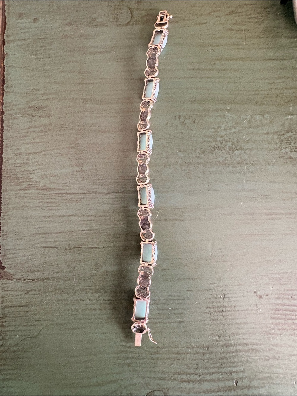 Sterling Silver 925 Aqua Blue Gemstone Bracelet Ornate Bali Style 8” 26g - Picture 7 of 13